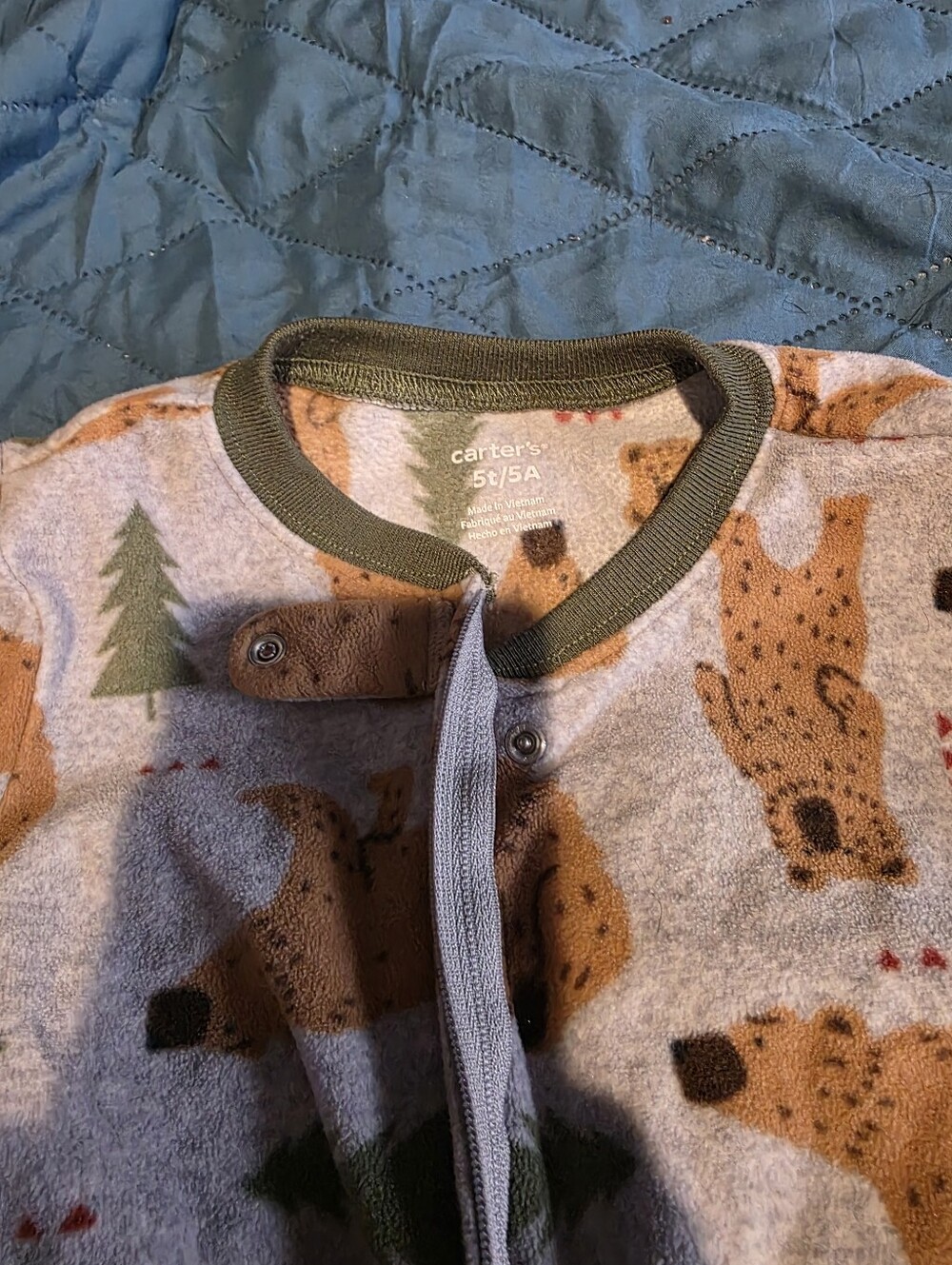 Carter's Kids Brown Bear Print Fleece Pajamas - 5T